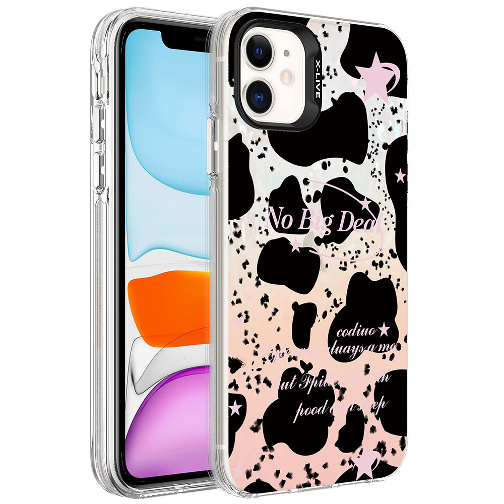 iPhone 12 Uyumlu Mermer Desenli NXXA Marbello Kapak-Siyah-Beyaz