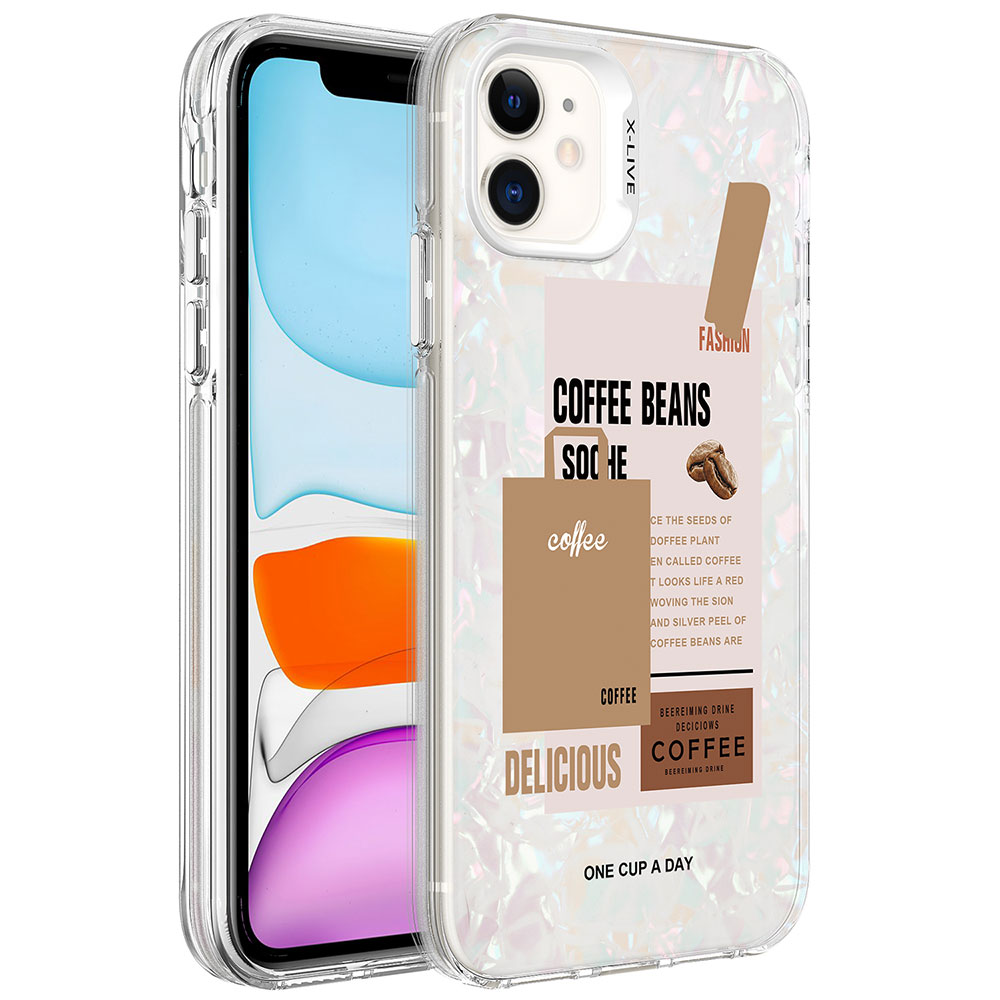 iPhone 12 Uyumlu Mermer Desenli NXXA Marbello Kapak-Kahverengi