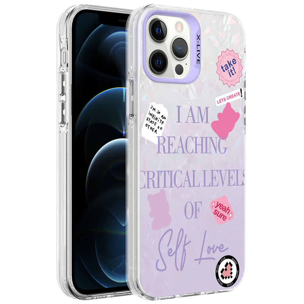 iPhone 12 Pro Max Uyumlu Mermer Desenli NXXA Marbello Kapak-Mor