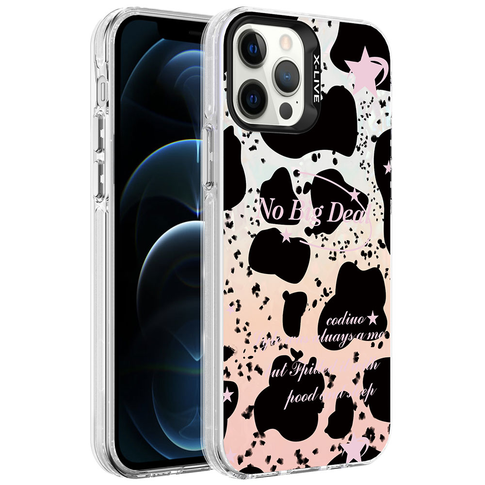 iPhone 12 Pro Max Uyumlu Mermer Desenli NXXA Marbello Kapak-Siyah-Beyaz