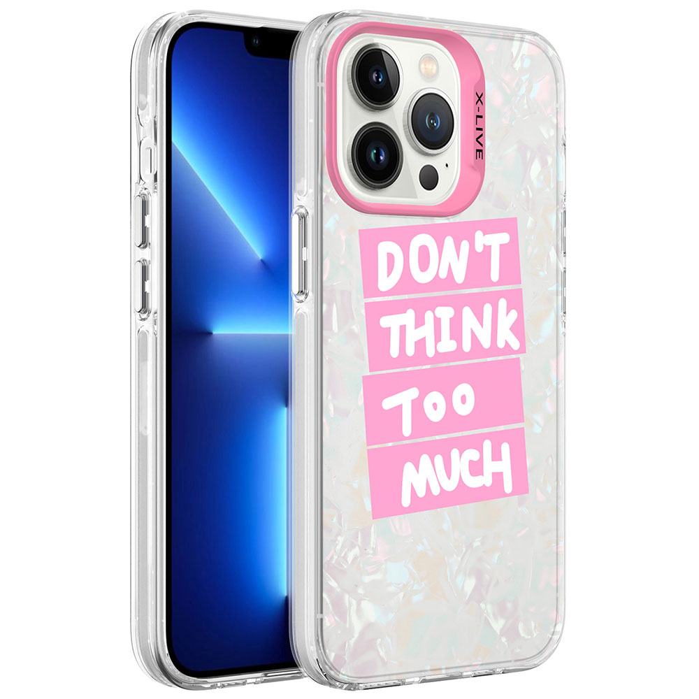 iPhone 13 Pro Max Uyumlu Mermer Desenli NXXA Marbello Kapak-Pembe