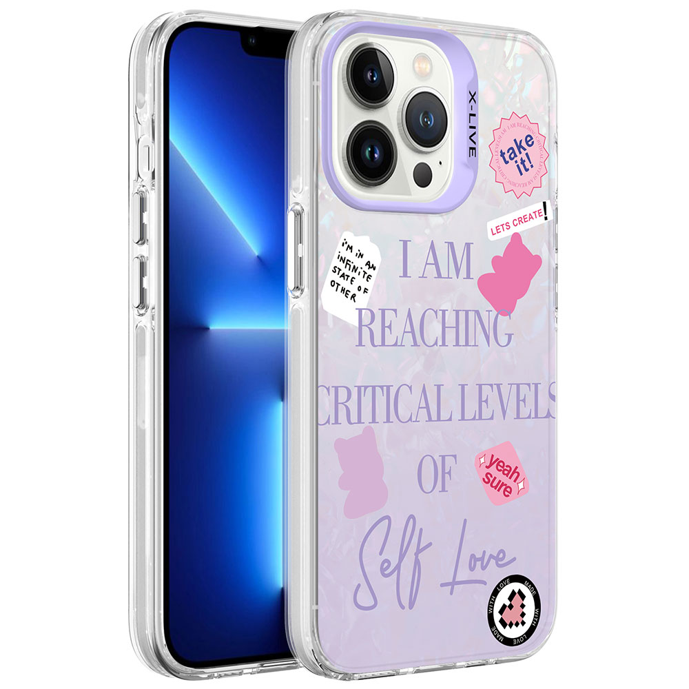 iPhone 13 Pro Max Uyumlu Mermer Desenli NXXA Marbello Kapak-Mor
