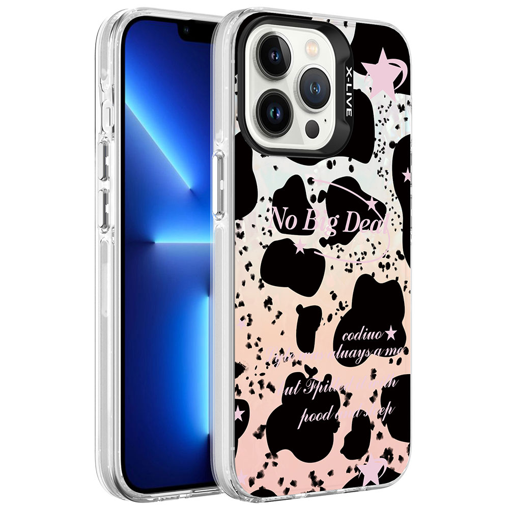 iPhone 13 Pro Max Uyumlu Mermer Desenli NXXA Marbello Kapak-Siyah-Beyaz