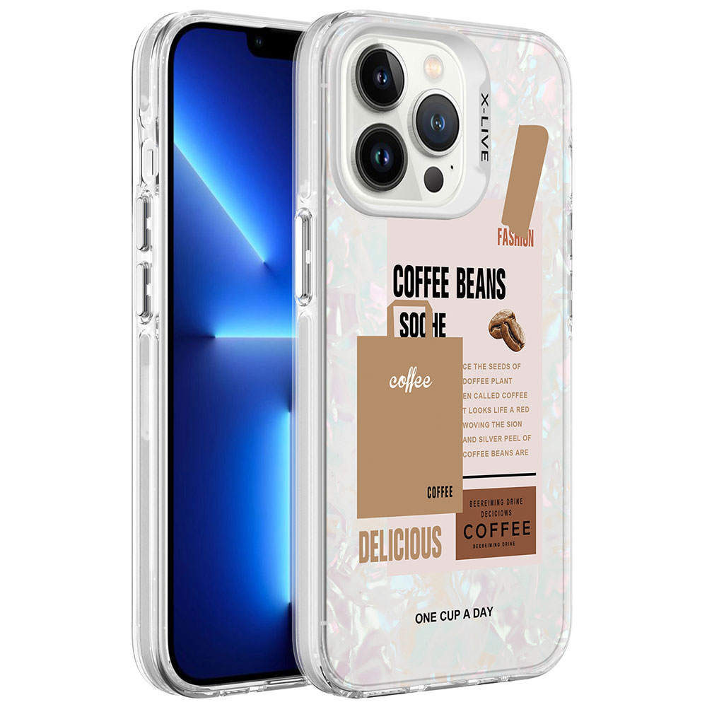Apple iPhone 13 Pro Max Kılıf Mermer Desenli NXXA Marbello Kapak-Kahverengi