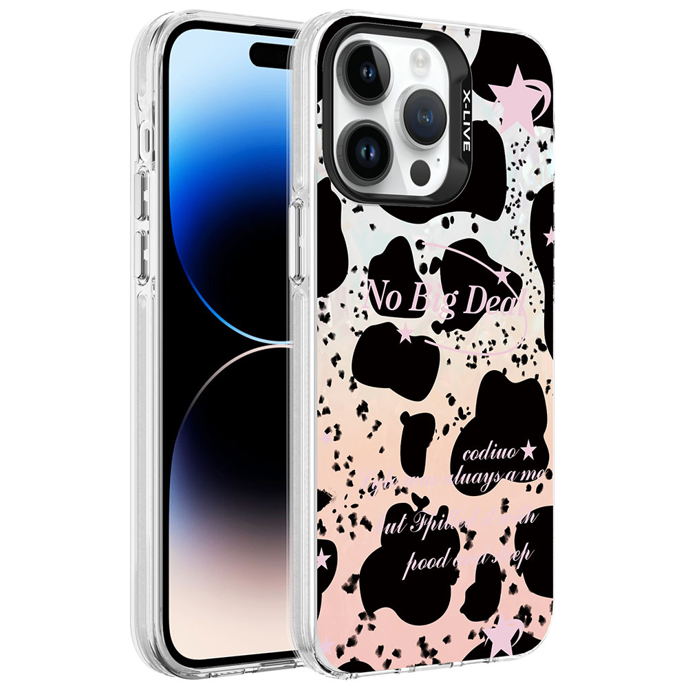 iPhone 14 Pro Uyumlu Mermer Desenli NXXA Marbello Kapak-Siyah-Beyaz