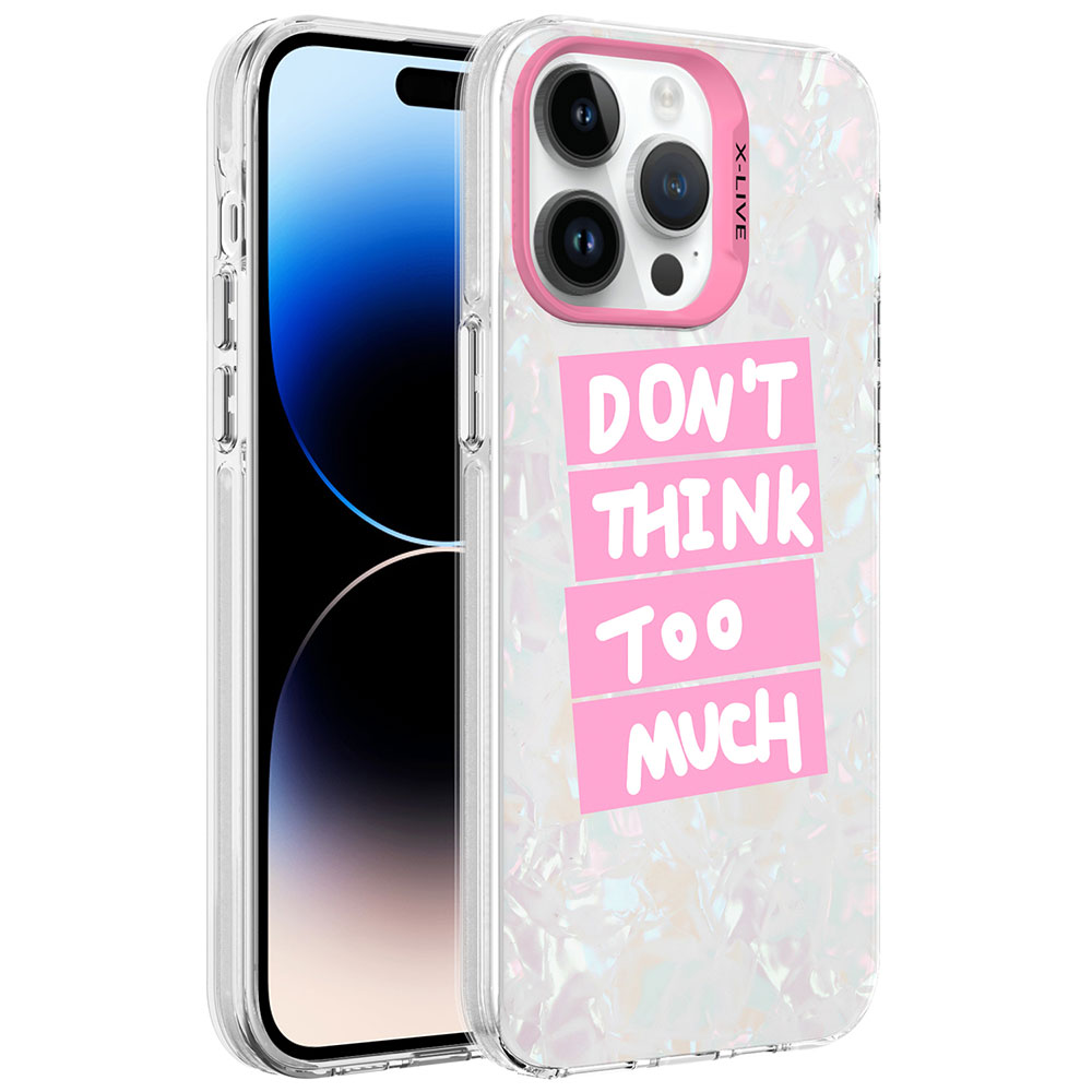 Apple iPhone 14 Pro Max Kılıf Mermer Desenli NXXA Marbello Kapak-Pembe