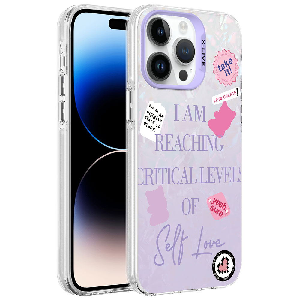 iPhone 14 Pro Max Uyumlu Mermer Desenli NXXA Marbello Kapak-Mor