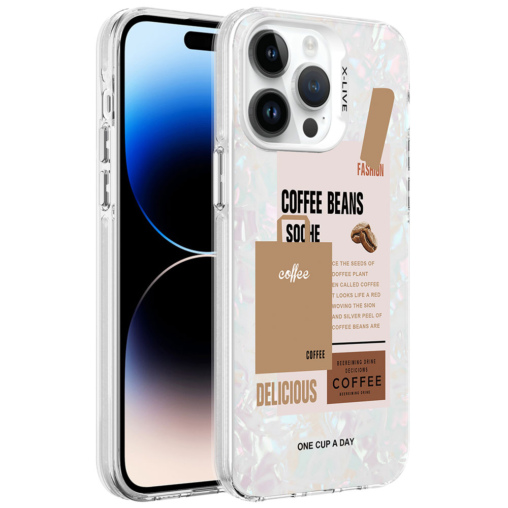 iPhone 14 Pro Max Uyumlu Mermer Desenli NXXA Marbello Kapak-Kahverengi