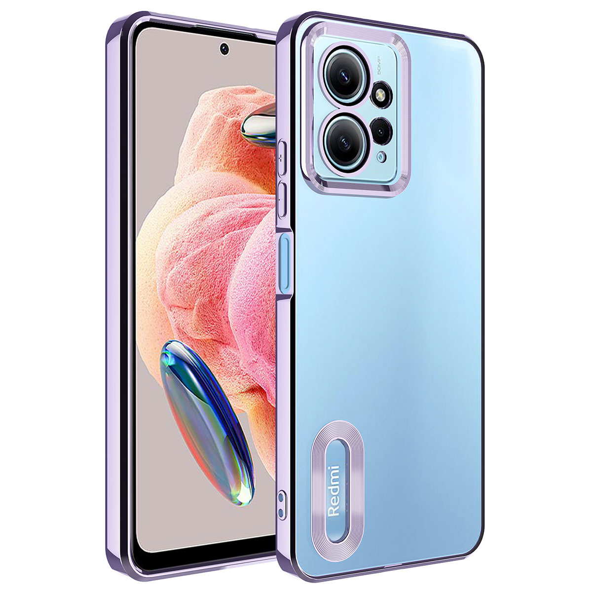 Xiaomi Redmi Note 12 4G Kılıf Kamera Korumalı Logo Gösteren NXXA Omega Kapak-Lila