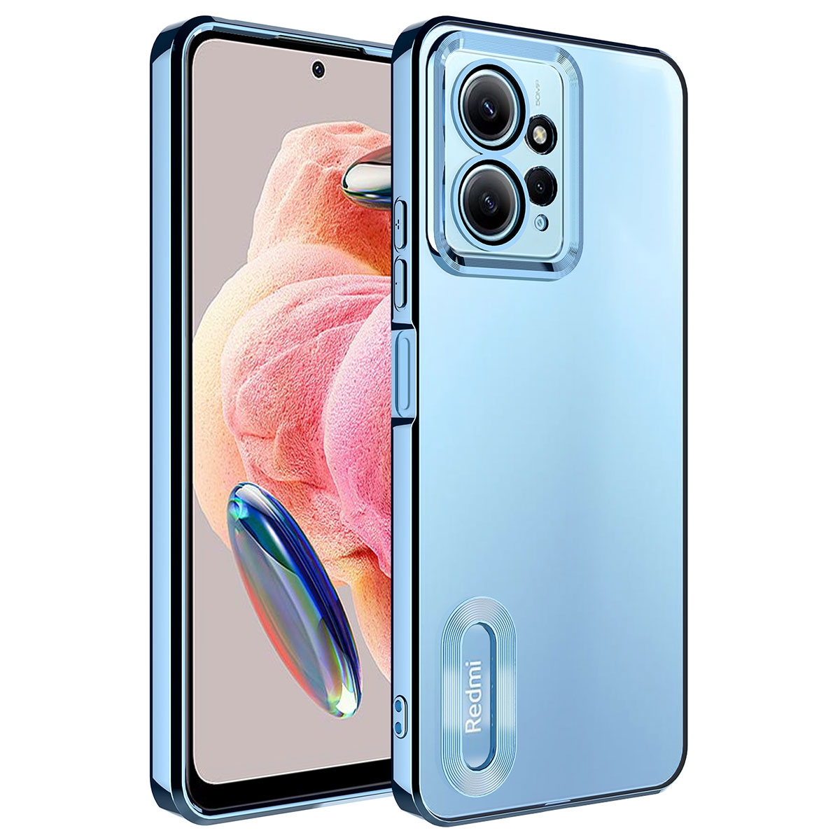 Xiaomi Redmi Note 12 4G Kılıf Kamera Korumalı Logo Gösteren NXXA Omega Kapak-Sierra Mavi