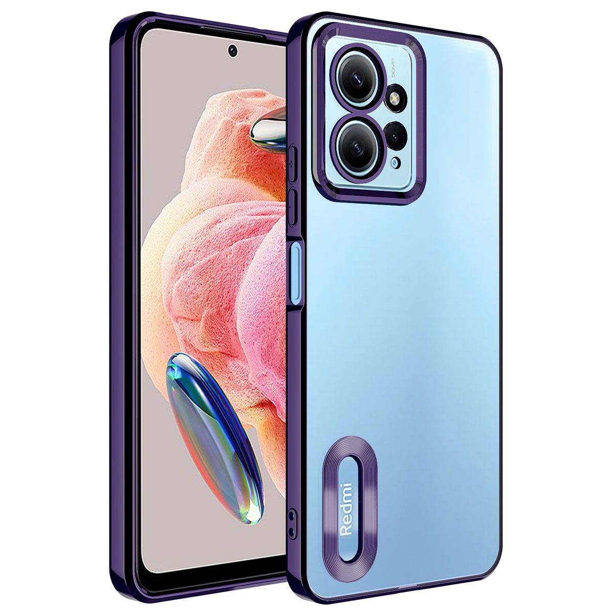 Xiaomi Redmi Note 12 4G Kılıf Kamera Korumalı Logo Gösteren NXXA Omega Kapak-Derin Mor