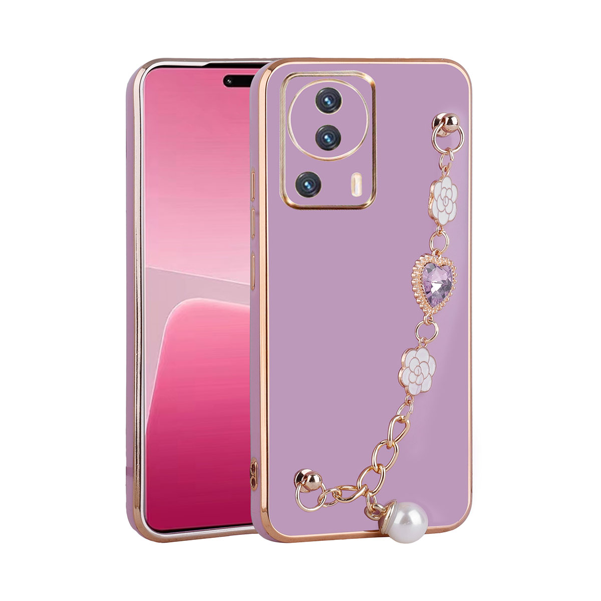 Xiaomi Mi 13 Lite Kılıf El Tutamaçlı Kamera Korumalı NXXA Taka Silikon Kapak-Mor