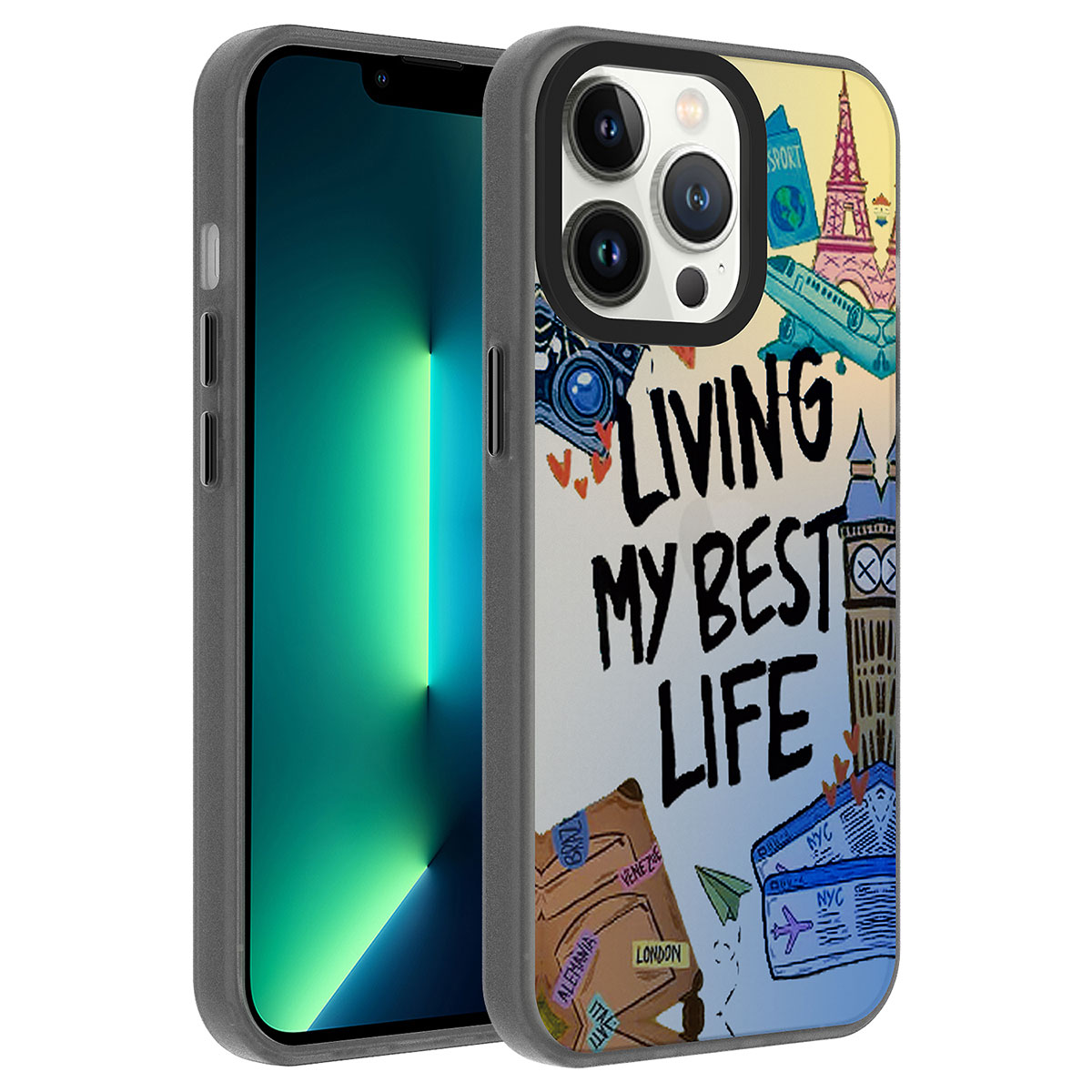 iPhone 13 Pro Uyumlu Desenli NXXA Dragon Sert Kapak-Seyahat