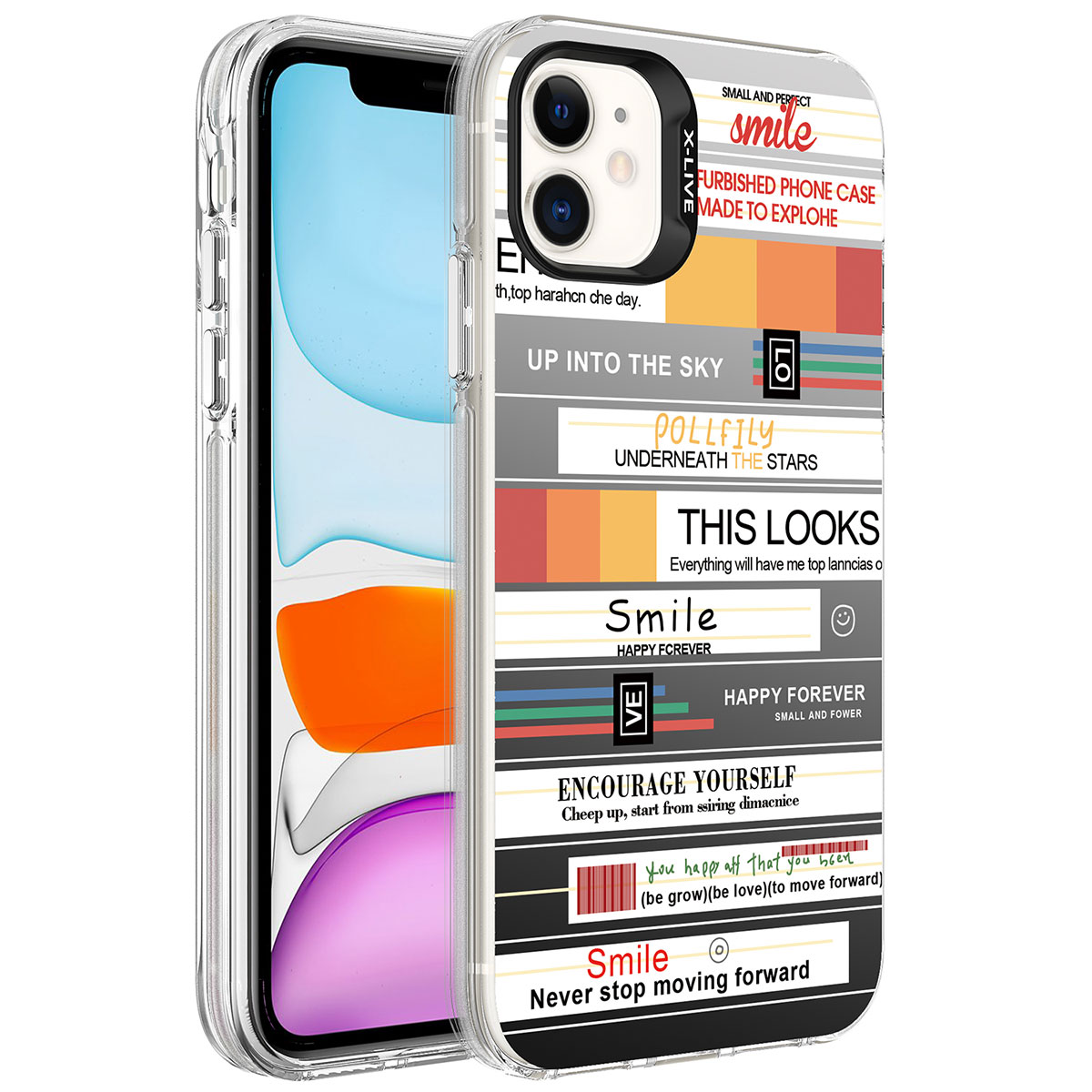 Apple iPhone 12 Kılıf Desenli NXXA Silver Sert Kapak-Mottolar