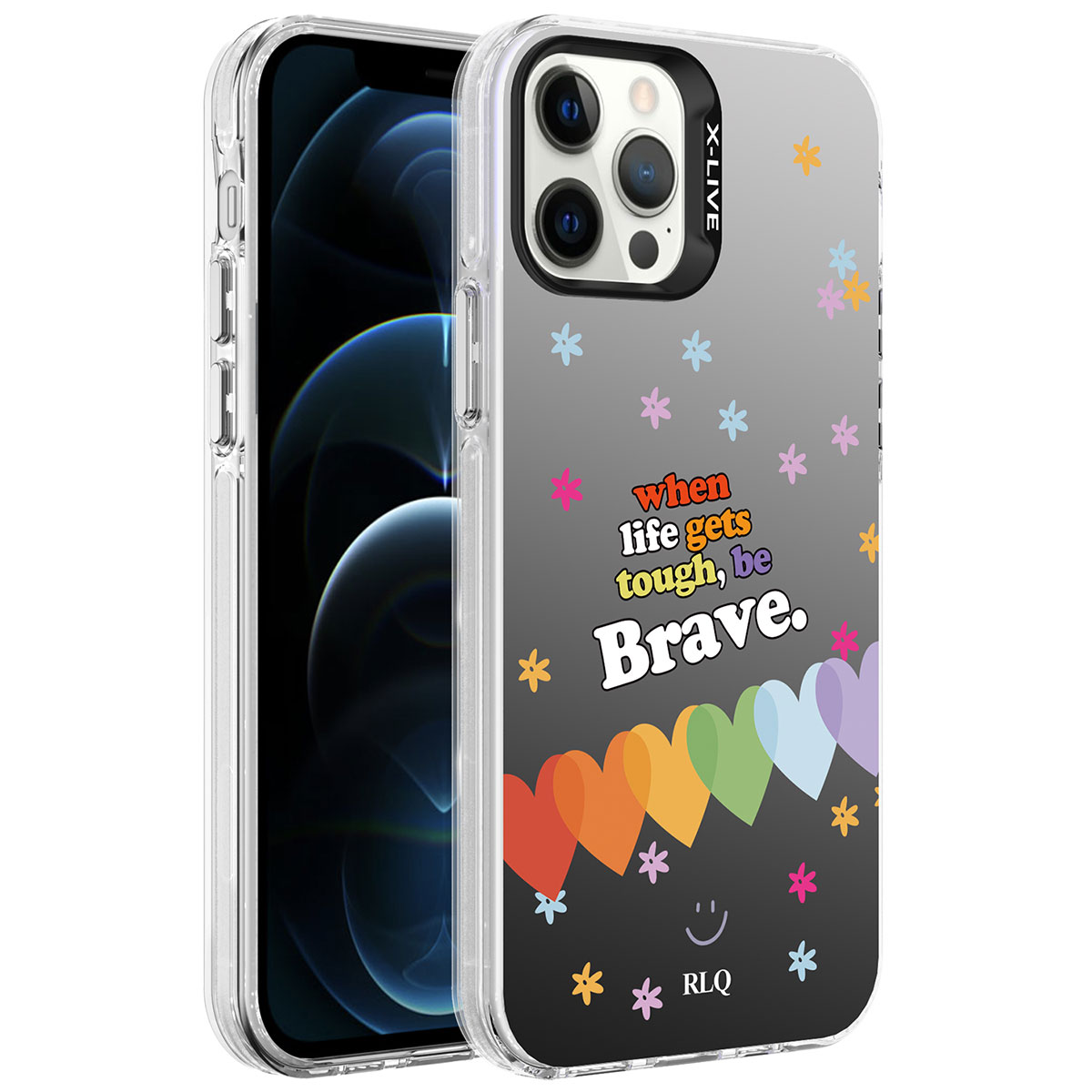 iPhone 12 Pro Uyumlu Desenli NXXA Silver Sert Kapak-Kalp