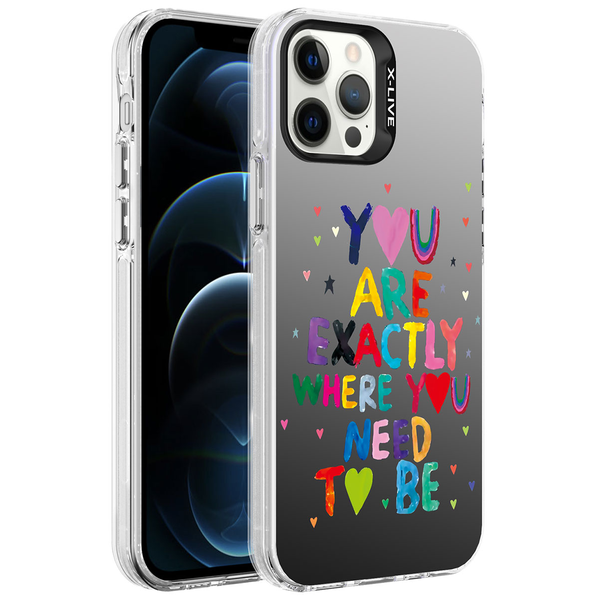 iPhone 12 Pro Uyumlu Desenli NXXA Silver Sert Kapak-You