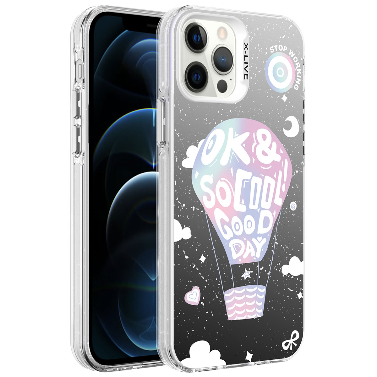 iPhone 12 Pro Max Uyumlu Desenli NXXA Silver Sert Kapak-Balon