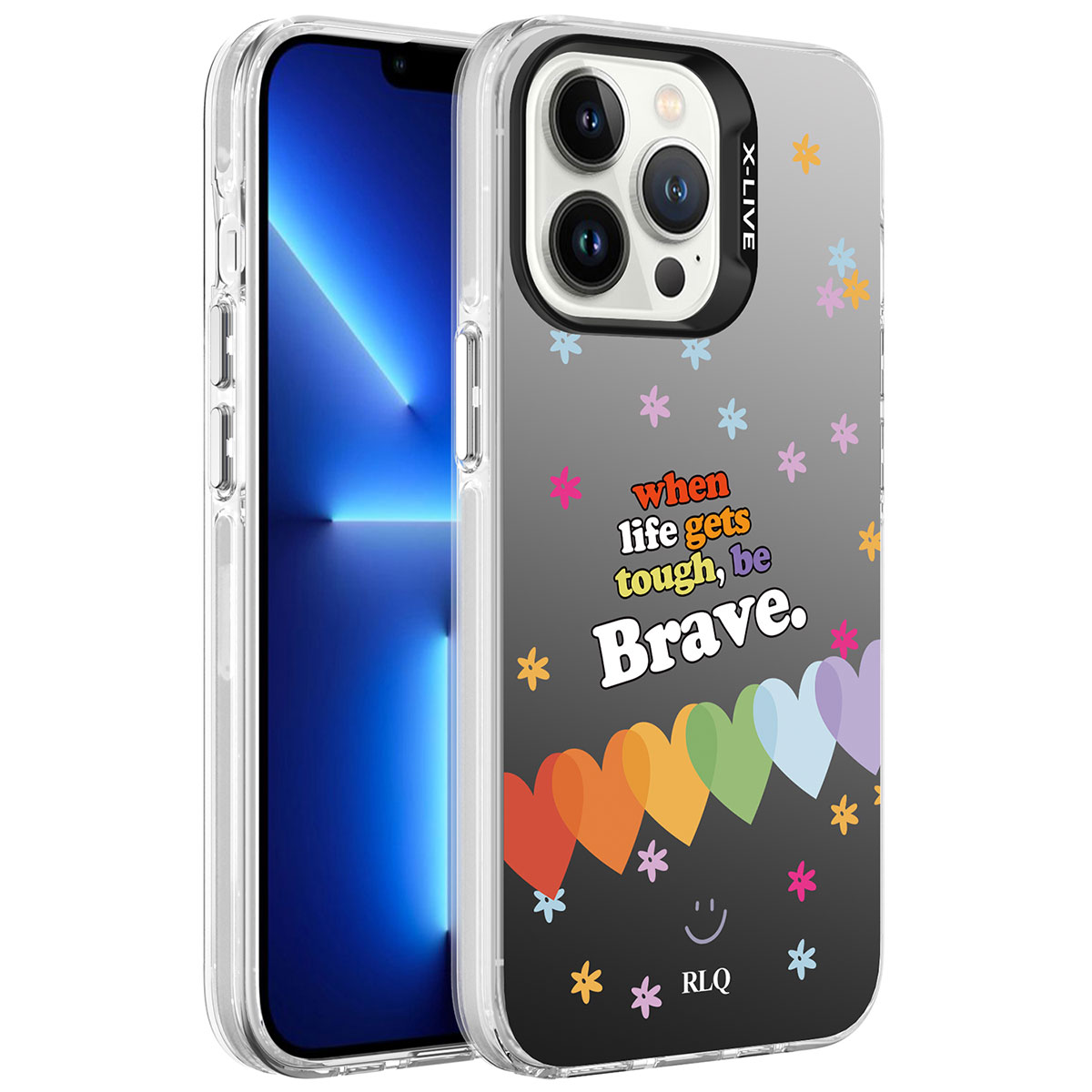 iPhone 13 Pro Max Uyumlu Desenli NXXA Silver Sert Kapak-Kalp