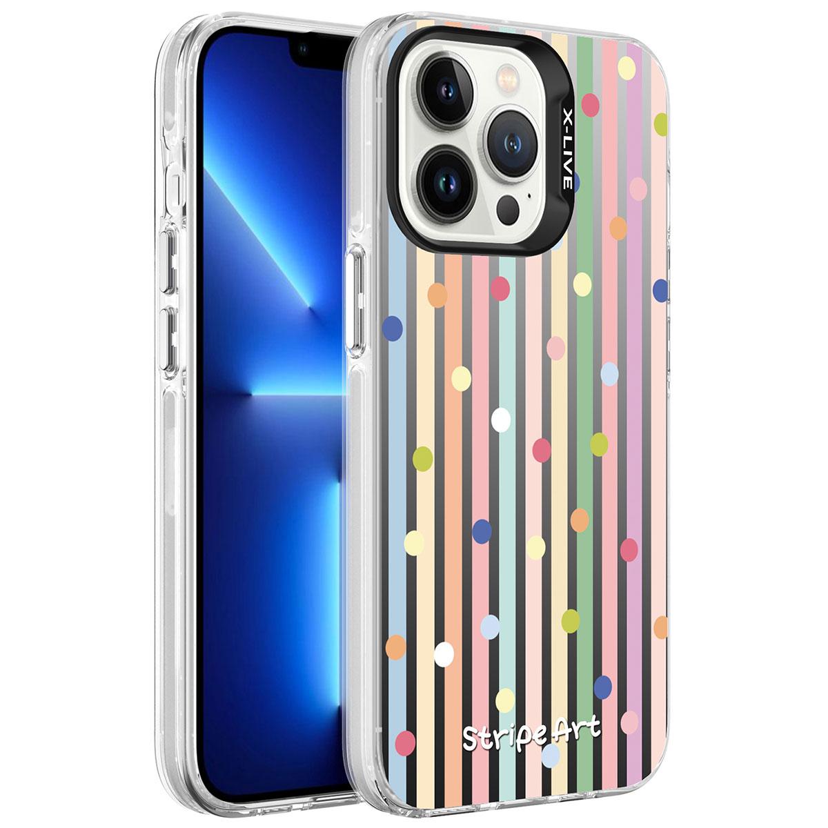 iPhone 13 Pro Max Uyumlu Desenli NXXA Silver Sert Kapak-Noktalar
