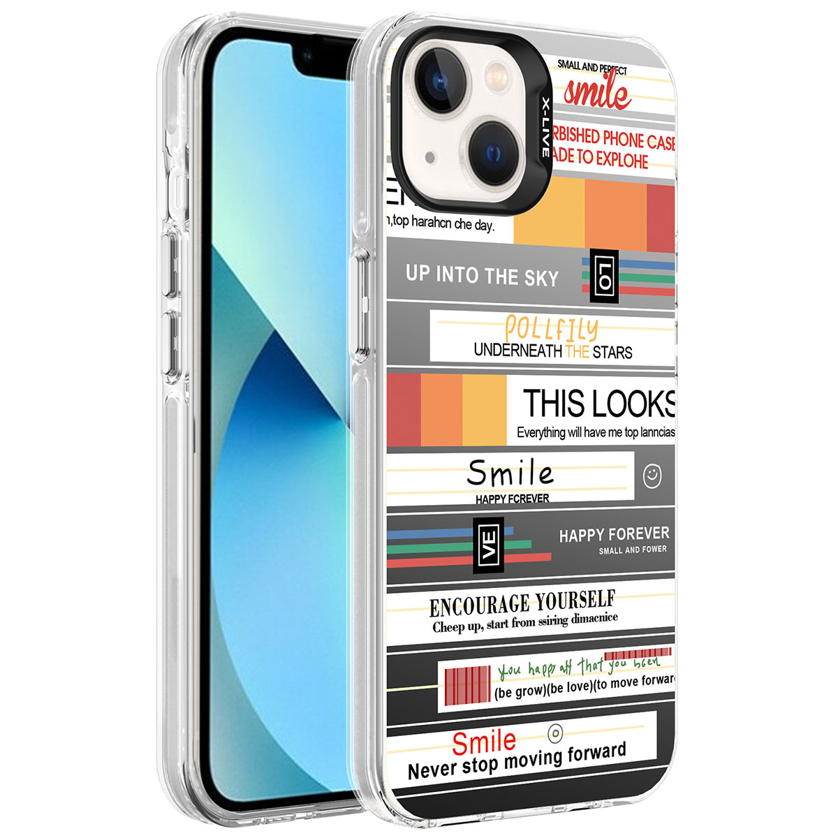 iPhone 14 Uyumlu Desenli NXXA Silver Sert Kapak-Mottolar