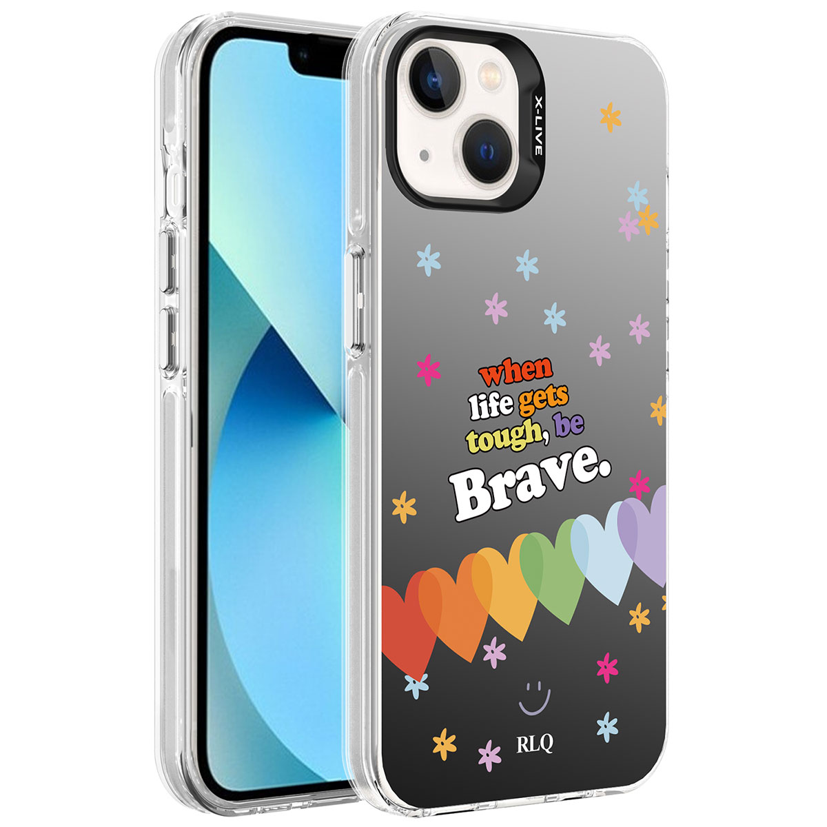 iPhone 14 Uyumlu Desenli NXXA Silver Sert Kapak-Kalp