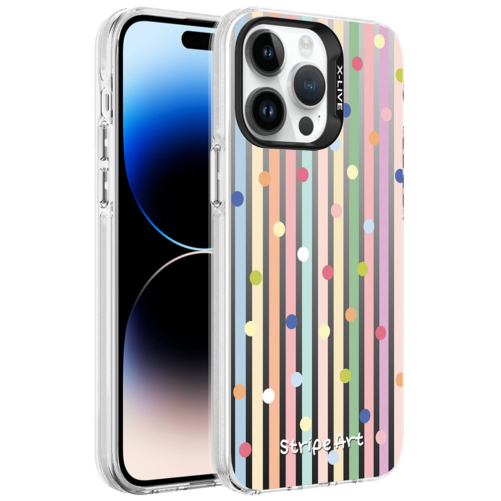 Apple iPhone 14 Pro Kılıf Desenli NXXA Silver Sert Kapak-Noktalar