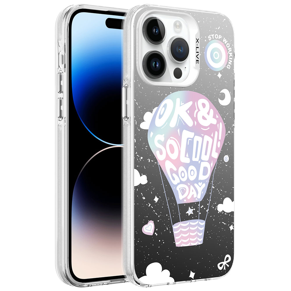 iPhone 14 Pro Max Uyumlu Desenli NXXA Silver Sert Kapak-Balon