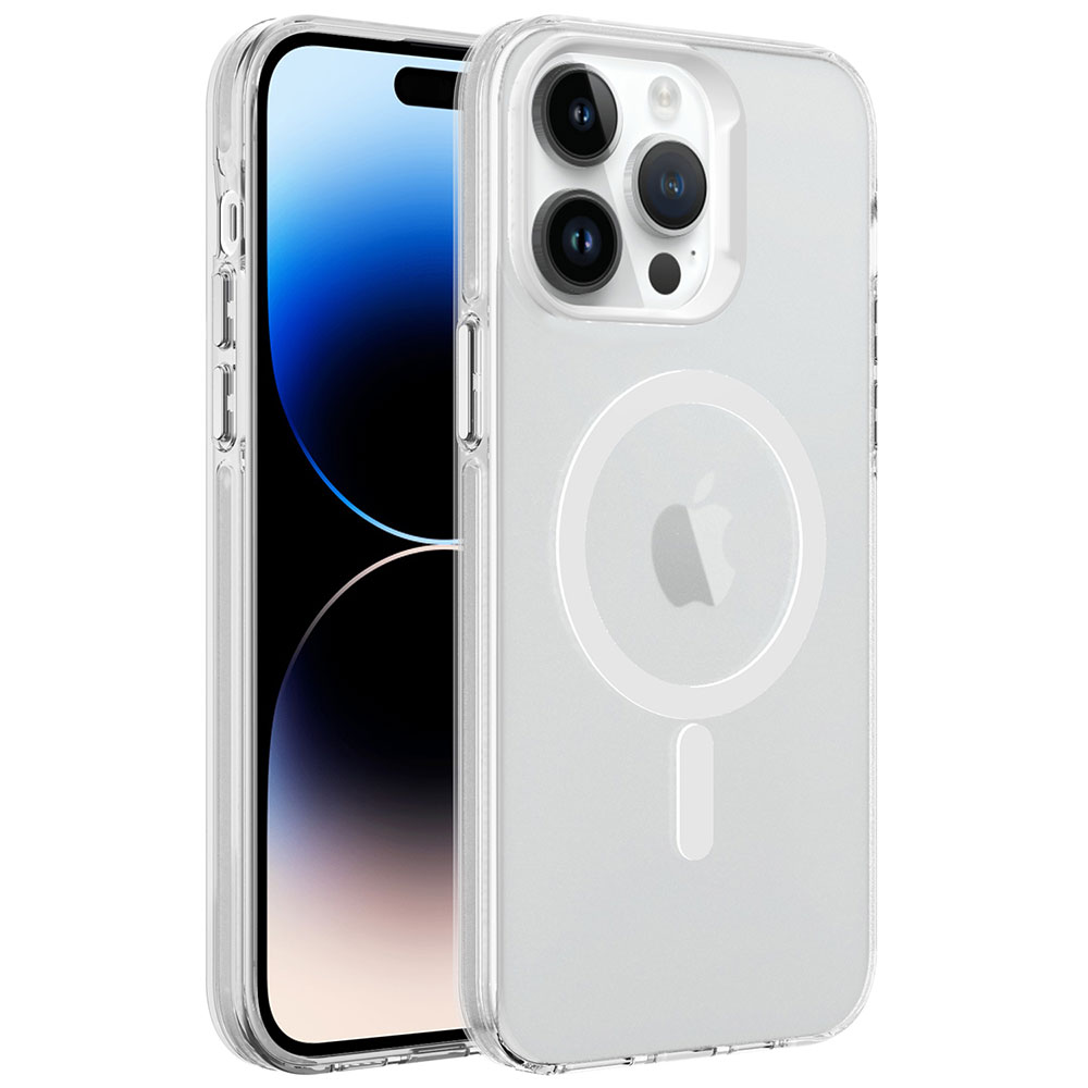 iPhone 14 Pro Uyumlu NXXA Magsafe Şarj Özellikli Buzlu Transparan C-Pro Sert Kapak-Renksiz