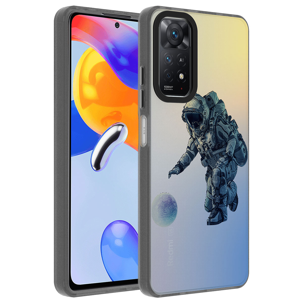Xiaomi Redmi Note 11 Pro 5G Kılıf Desenli NXXA Dragon Sert Kapak-Astronot