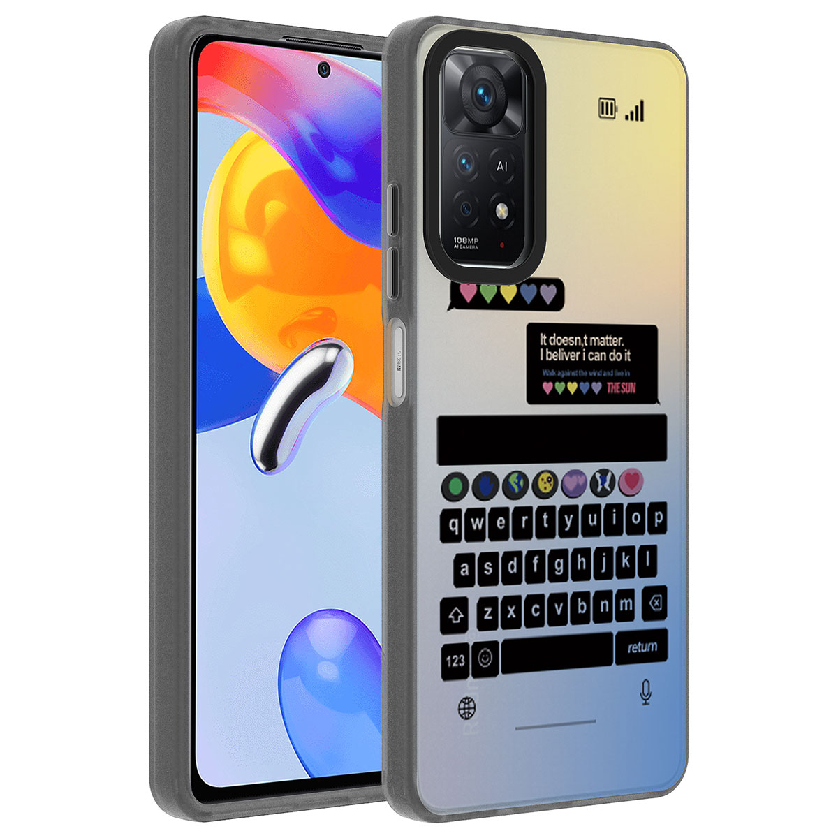 Xiaomi Redmi Note 11 Pro 5G Kılıf Desenli NXXA Dragon Sert Kapak-Klavye