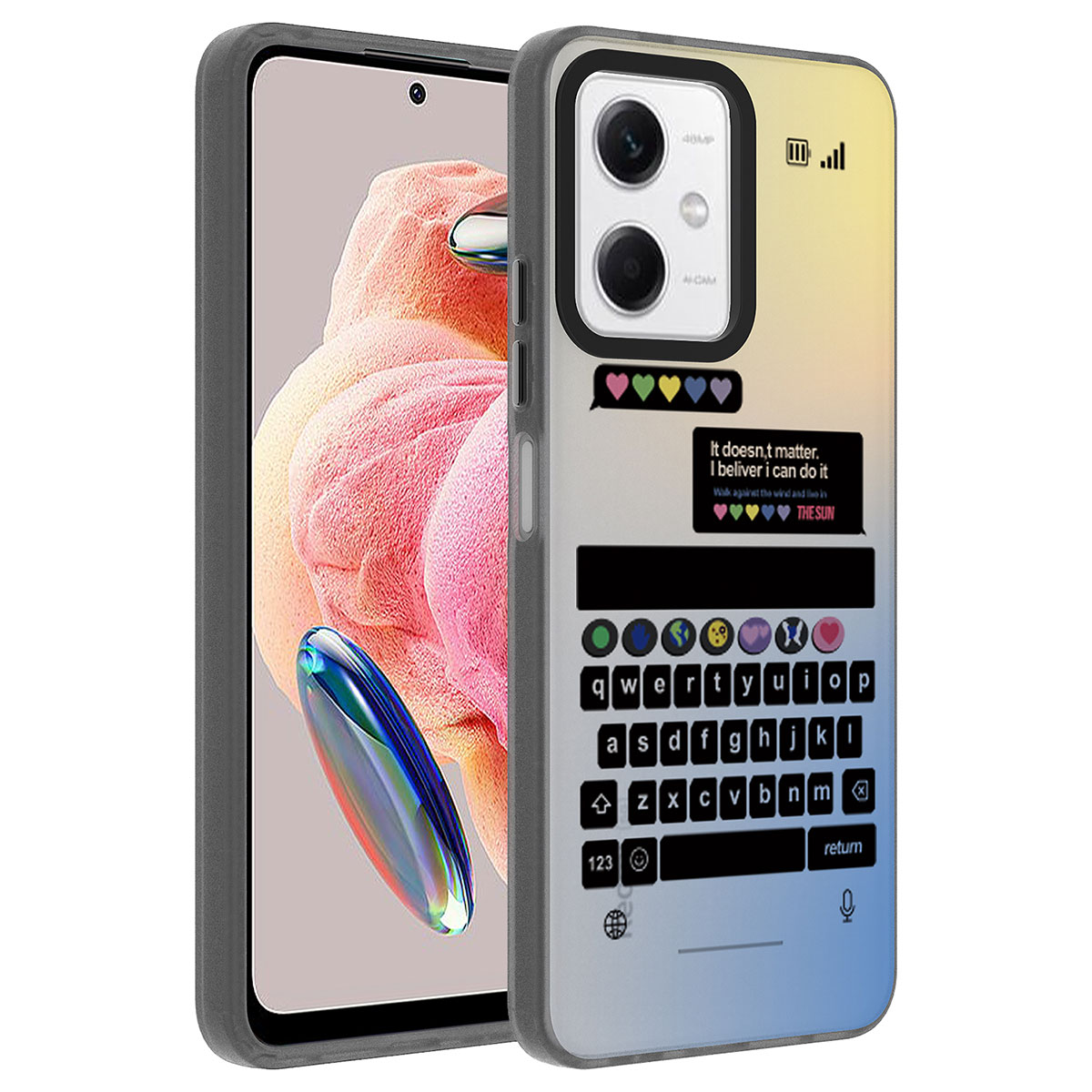 Xiaomi Redmi Note 12 4G Kılıf Desenli NXXA Dragon Sert Kapak-Klavye