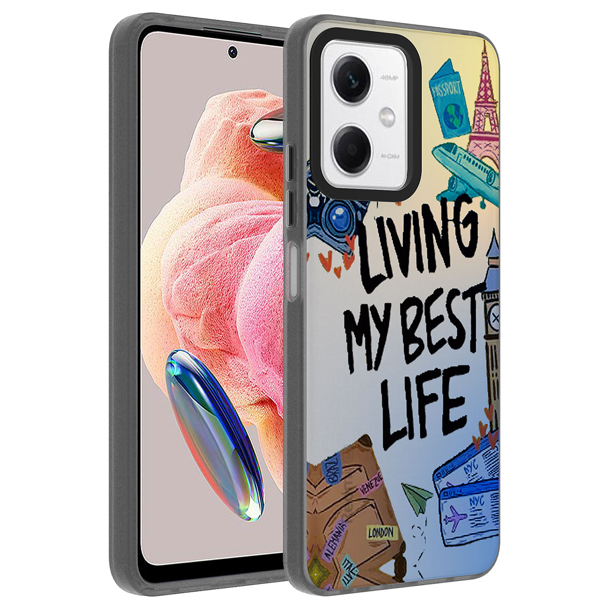 Xiaomi Redmi Note 12 4G Kılıf Desenli NXXA Dragon Sert Kapak-Seyahat