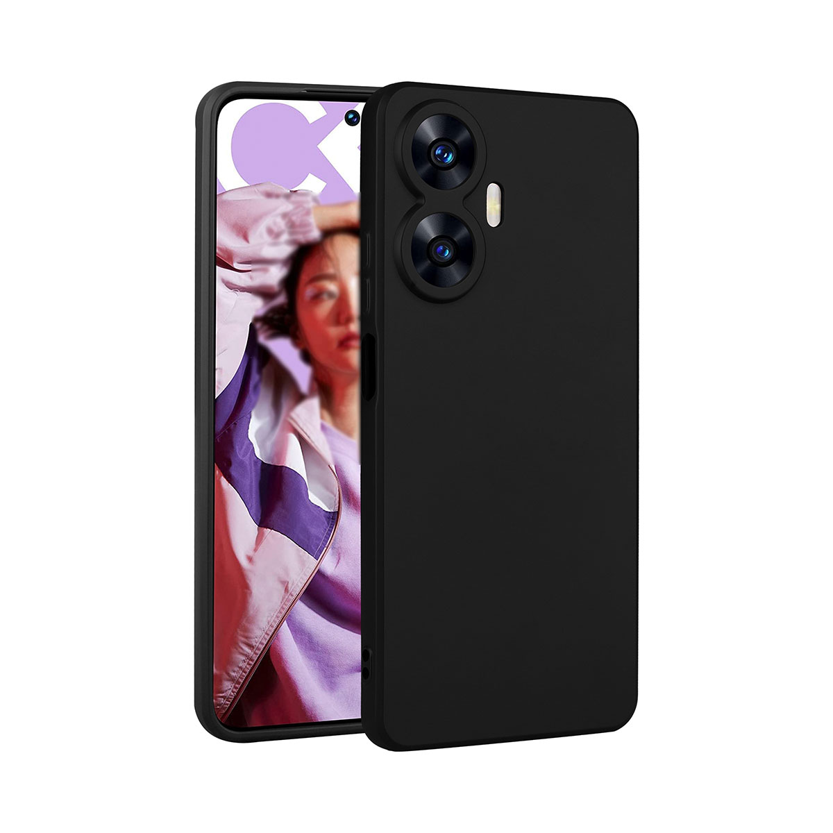 Realme C55 Kılıf NXXA Premier Silikon Kapak-Siyah