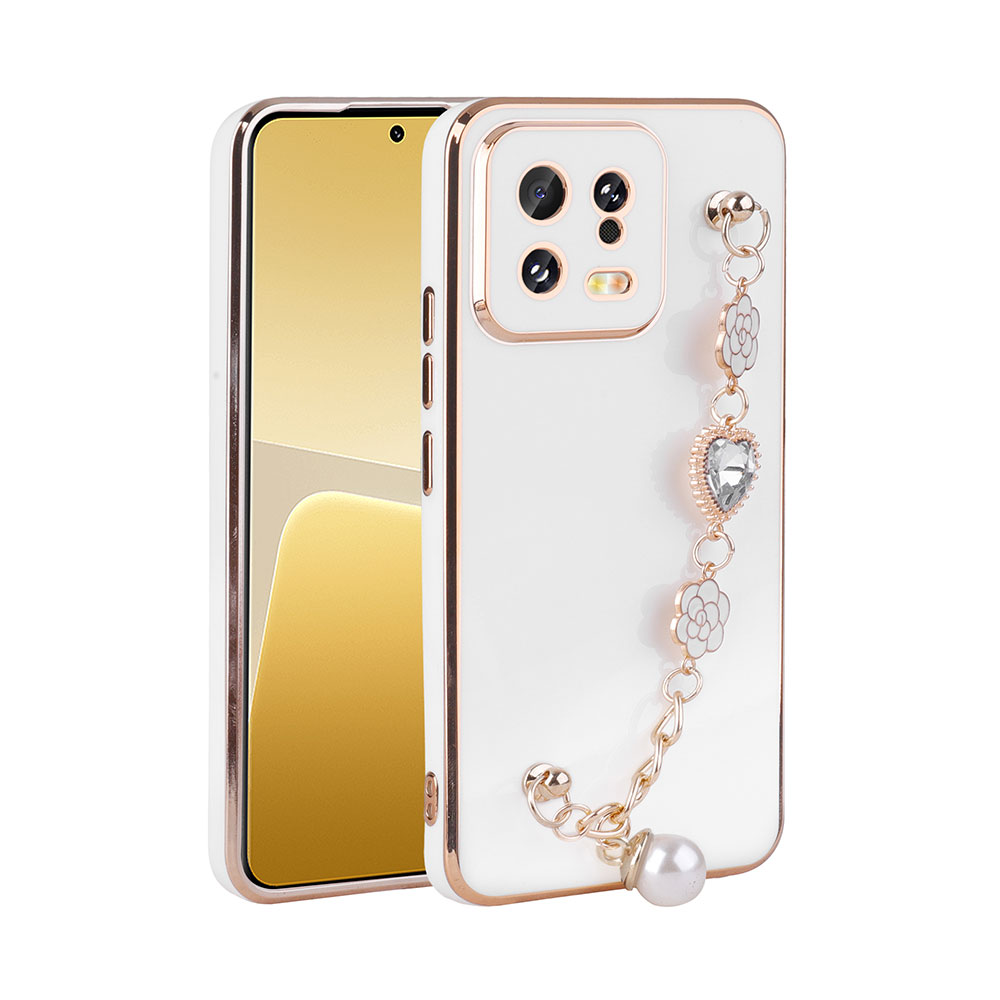 Xiaomi Mi 13 Kılıf El Tutamaçlı Kamera Korumalı NXXA Taka Silikon Kapak-Beyaz
