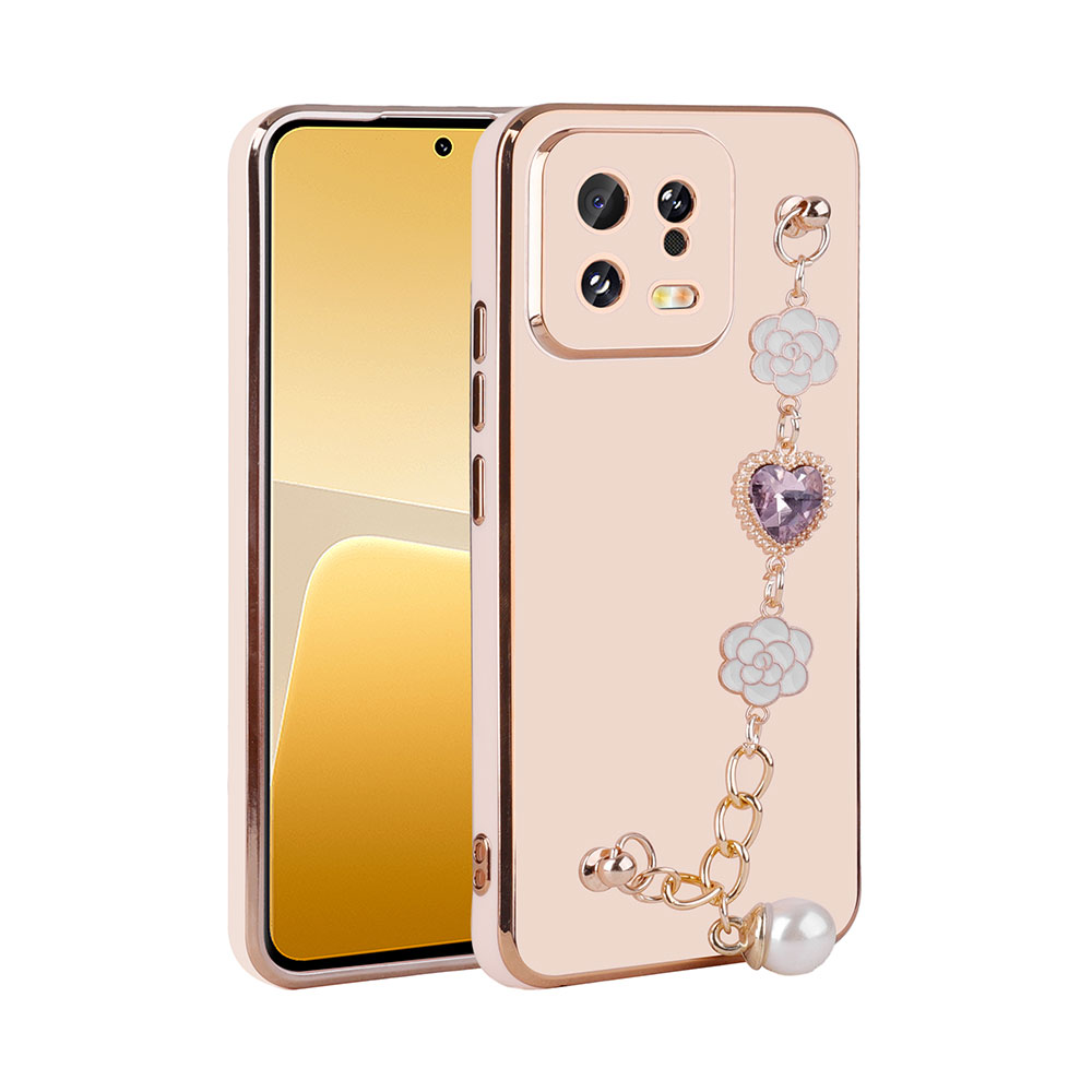 Xiaomi Mi 13 Kılıf El Tutamaçlı Kamera Korumalı NXXA Taka Silikon Kapak-Pembe