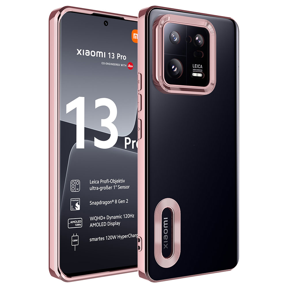 Xiaomi Mi 13 Pro Kılıf Kamera Korumalı Logo Gösteren NXXA Omega Kapak-Rose Gold