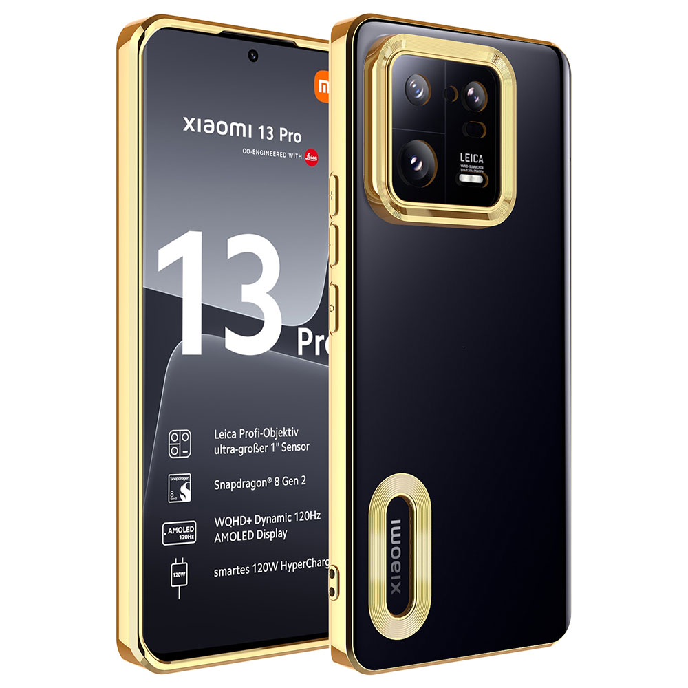 Xiaomi Mi 13 Pro Kılıf Kamera Korumalı Logo Gösteren NXXA Omega Kapak-Gold