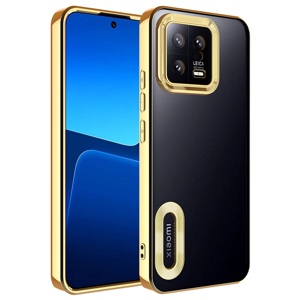 Xiaomi Mi 13 Kılıf Kamera Korumalı Logo Gösteren NXXA Omega Kapak-Gold