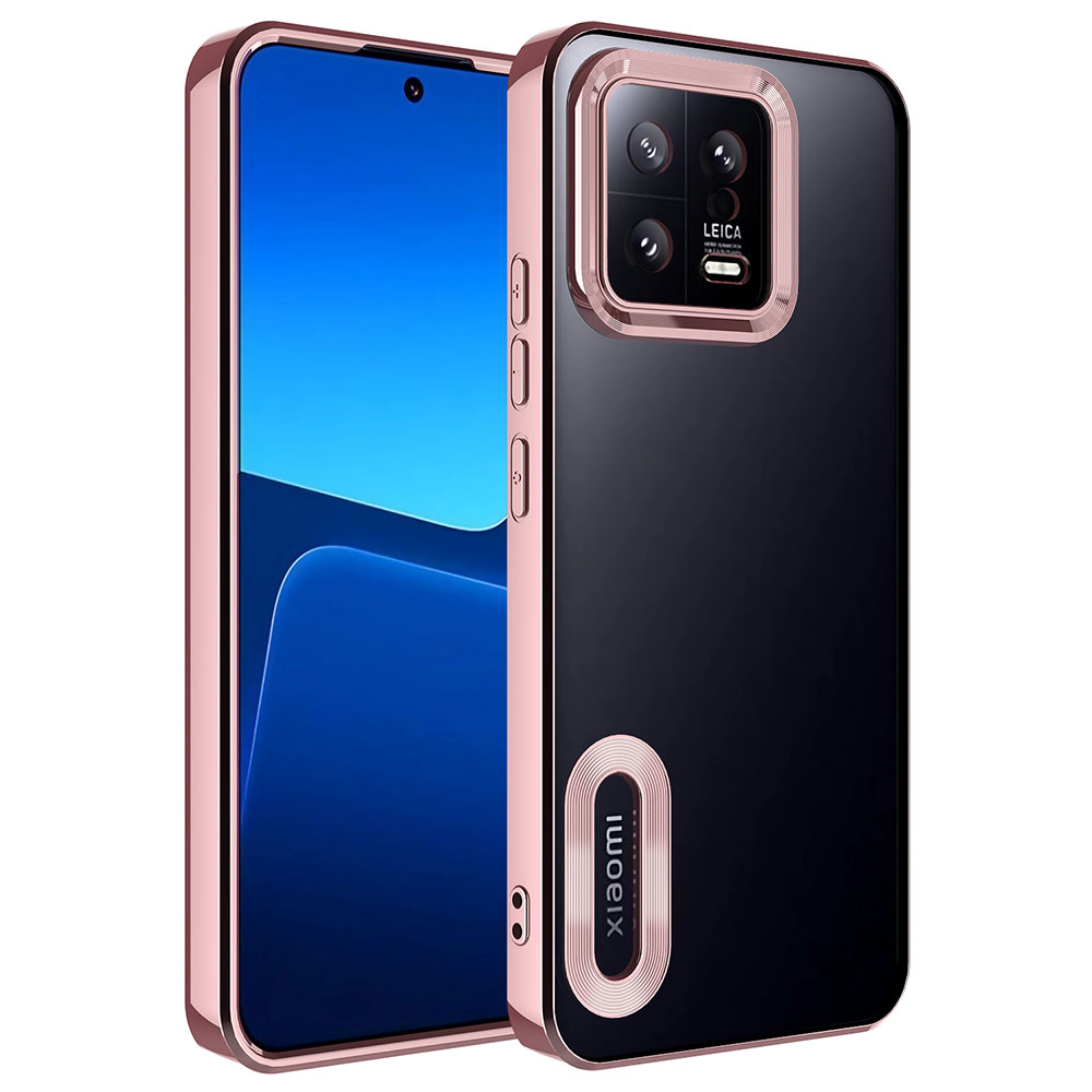 Xiaomi Mi 13 Kılıf Kamera Korumalı Logo Gösteren NXXA Omega Kapak-Rose Gold