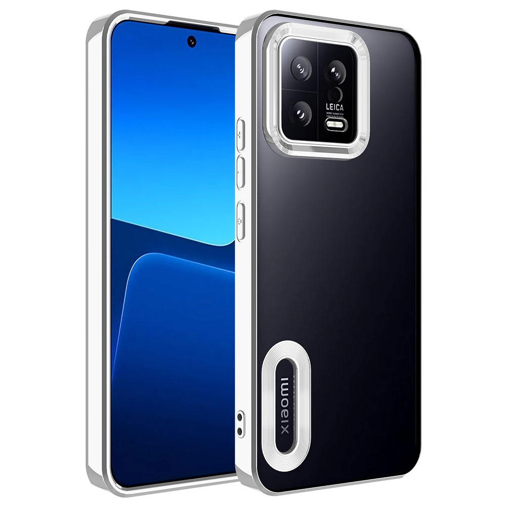 Xiaomi Mi 13 Kılıf Kamera Korumalı Logo Gösteren NXXA Omega Kapak-Gümüş