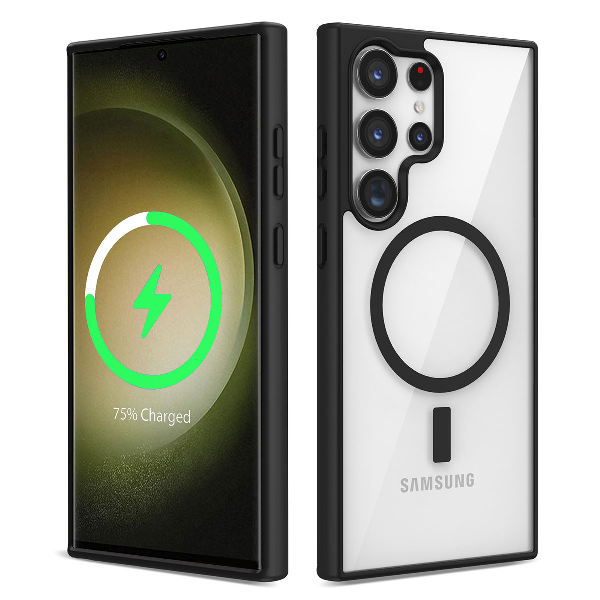 Galaxy S22 Ultra Kılıf Magsafe Wireless Şarj Özellikli Silikon NXXA Ege Kapak-Siyah