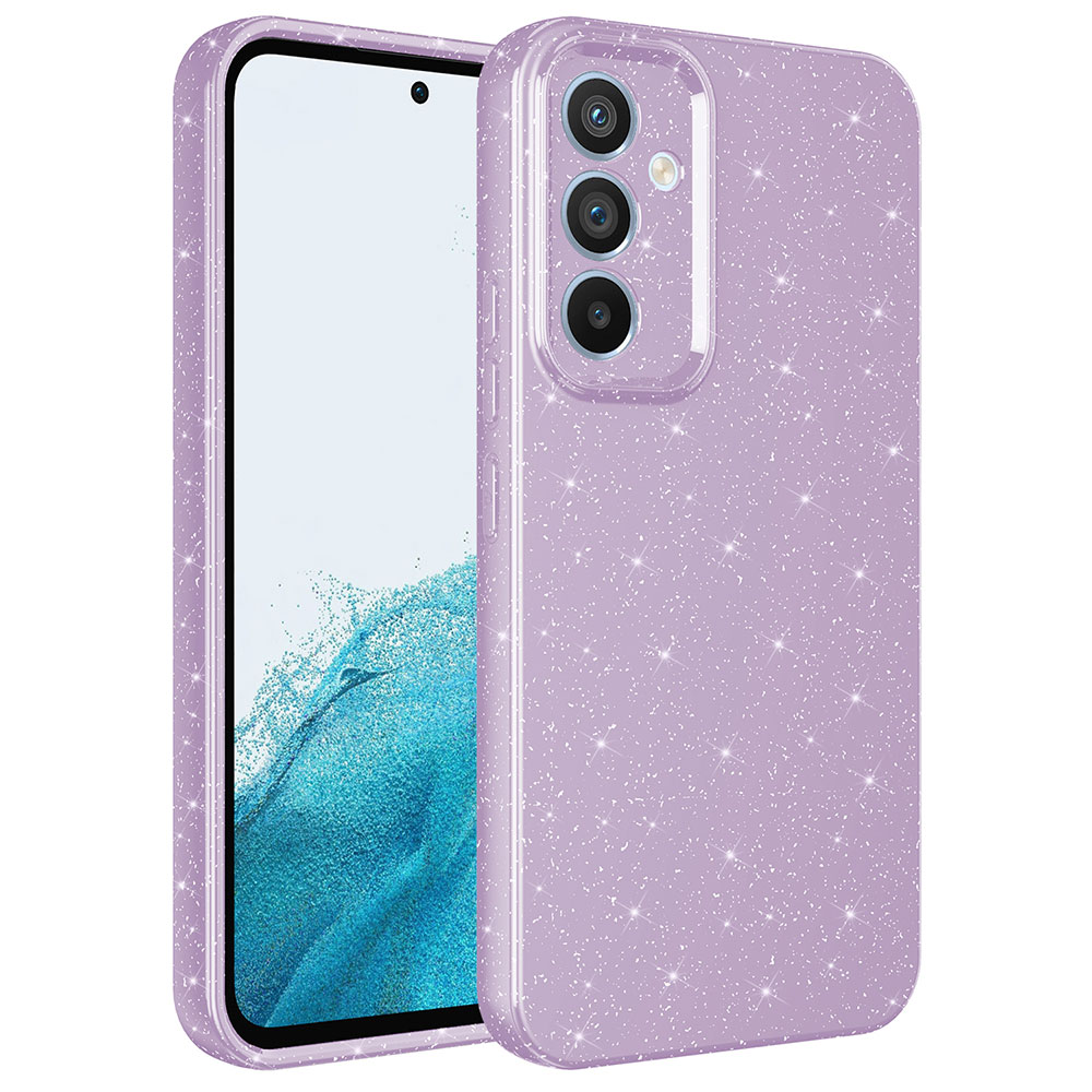 Galaxy A14 Kılıf Kamera Korumalı Simli Lüks NXXA Koton Kapak-Lila