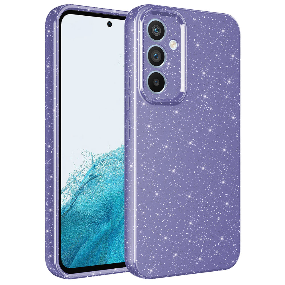Galaxy A54 Kılıf Kamera Korumalı Simli Lüks NXXA Koton Kapak-Mor