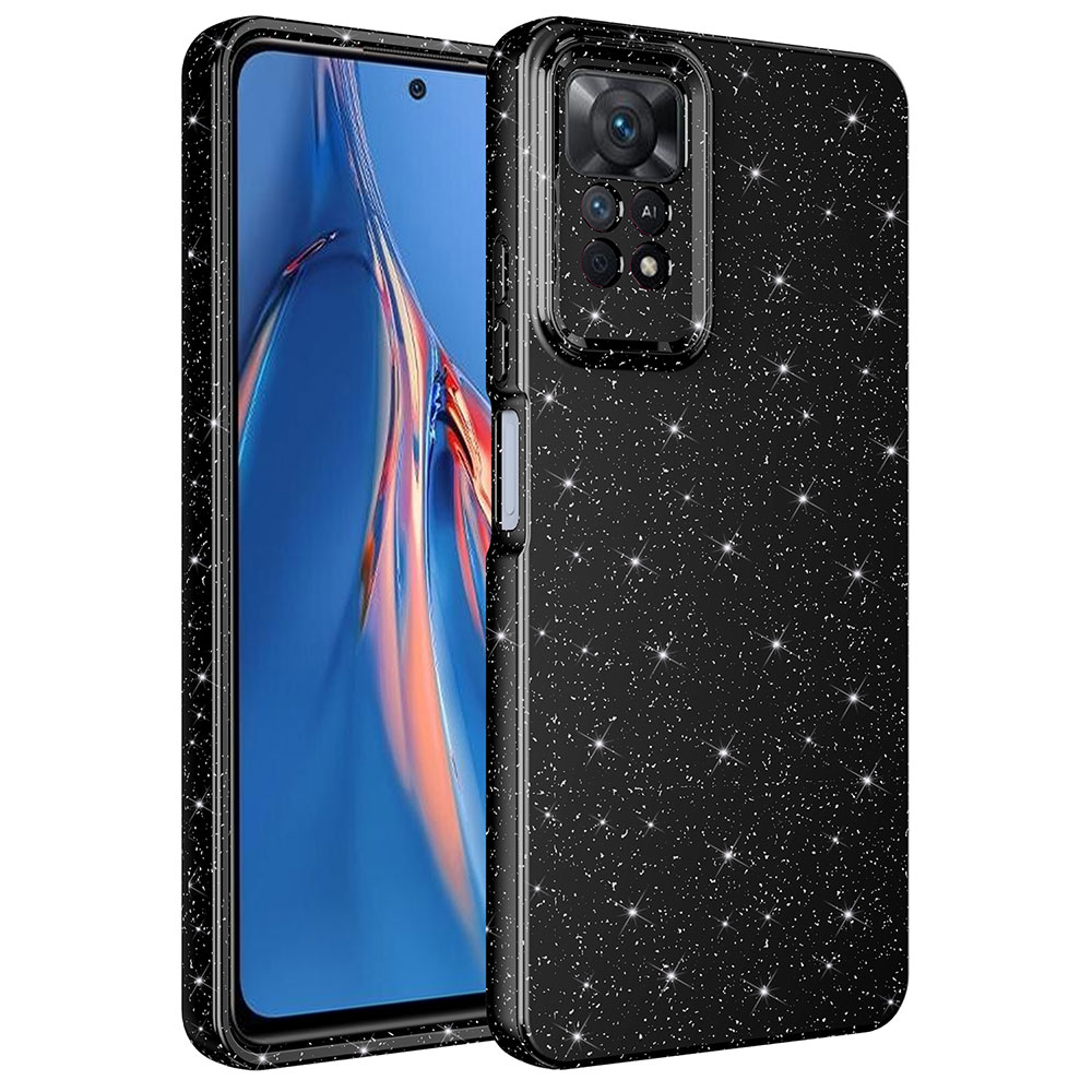 Xiaomi Redmi Note 12 Pro 4G Kılıf Kamera Korumalı Simli Lüks NXXA Koton Kapak-Siyah