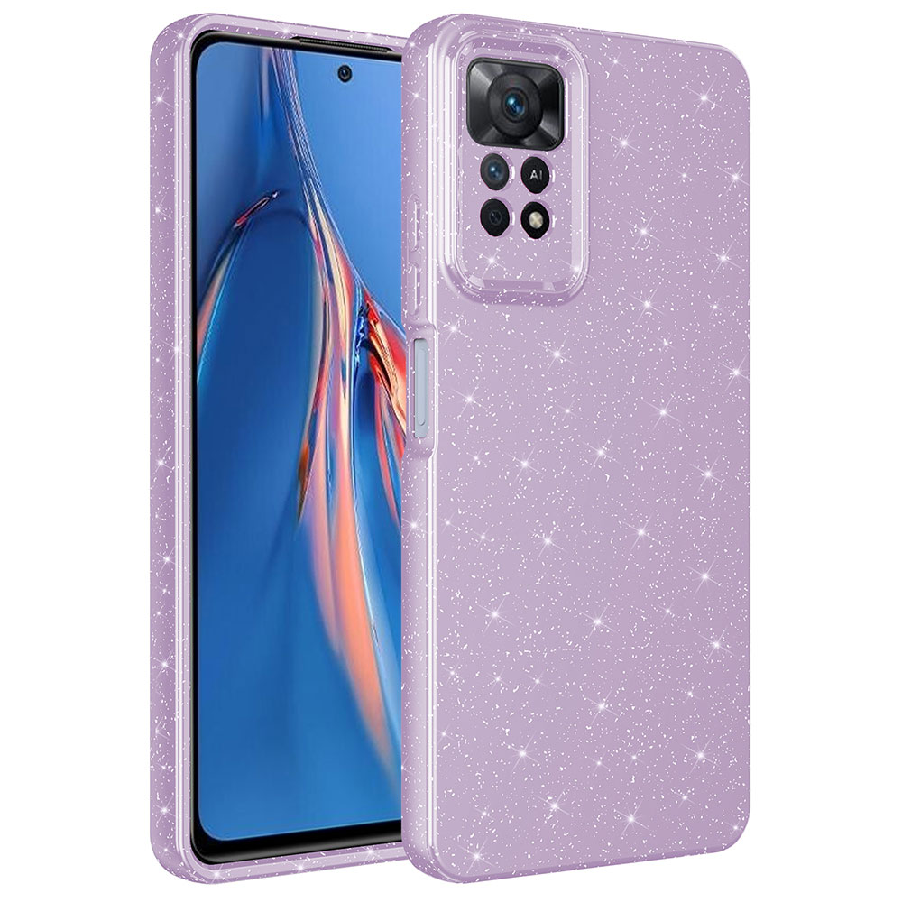 Xiaomi Redmi Note 12 Pro 4G Kılıf Kamera Korumalı Simli Lüks NXXA Koton Kapak-Lila