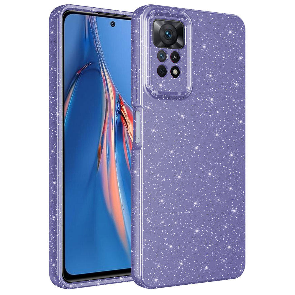 Xiaomi Redmi Note 12 Pro 4G Kılıf Kamera Korumalı Simli Lüks NXXA Koton Kapak-Mor