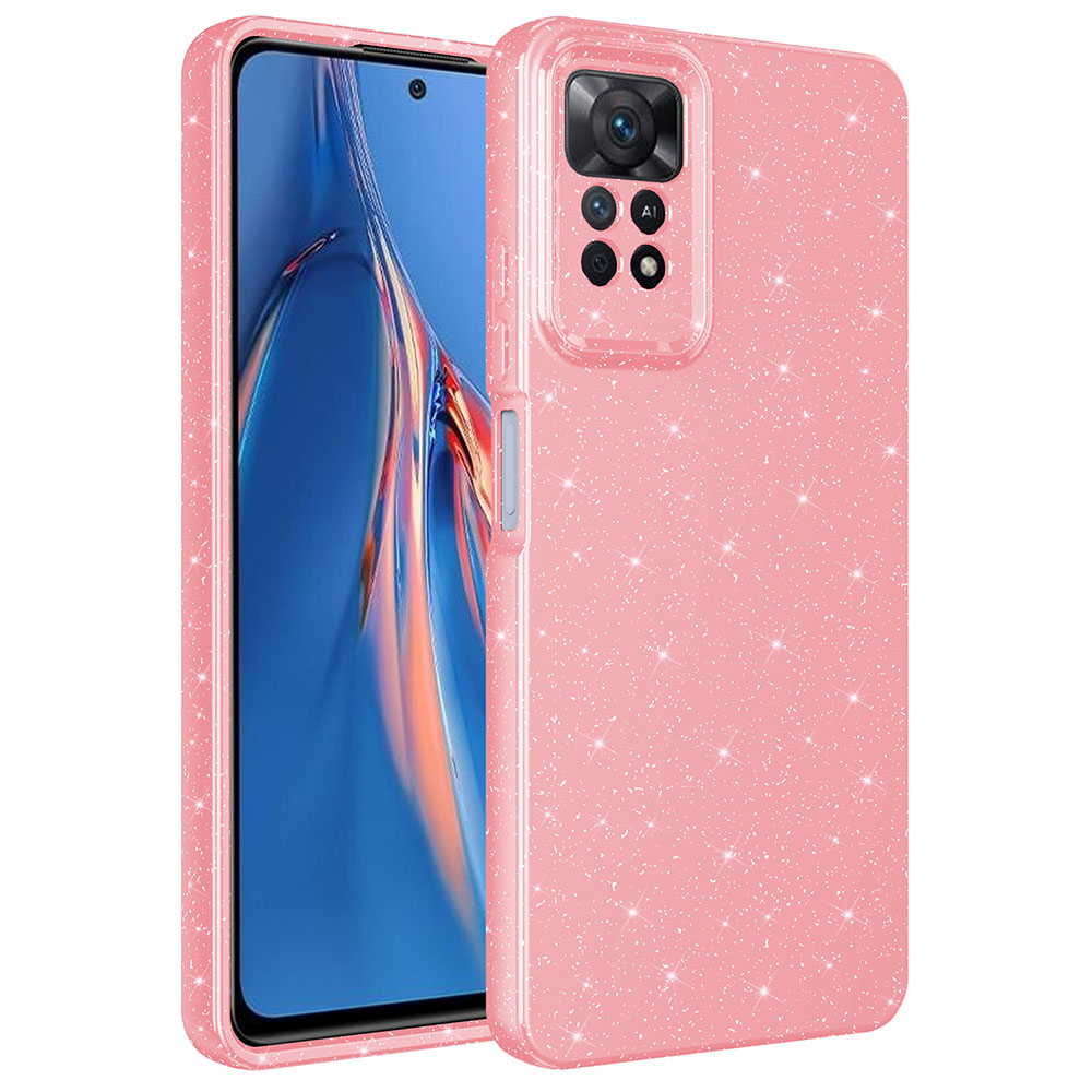 Xiaomi Redmi Note 12 Pro 4G Kılıf Kamera Korumalı Simli Lüks NXXA Koton Kapak-Pembe
