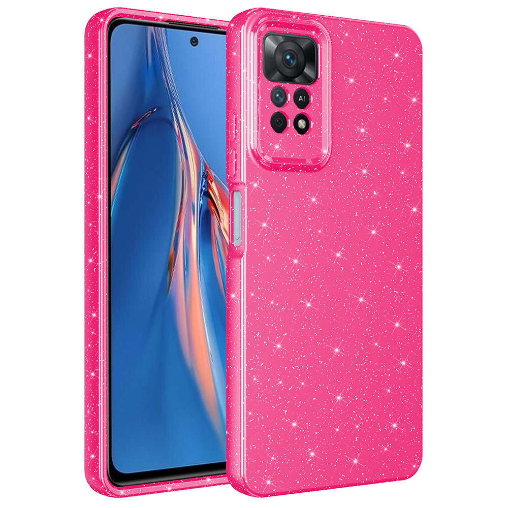 Xiaomi Redmi Note 12 Pro 4G Kılıf Kamera Korumalı Simli Lüks NXXA Koton Kapak-Pembe Koyu