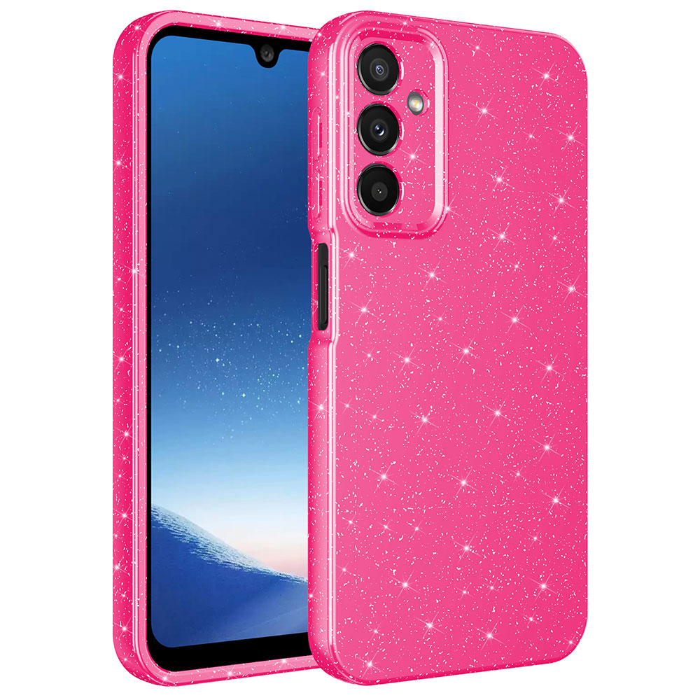 Galaxy A24 Kılıf Kamera Korumalı Simli Lüks NXXA Koton Kapak-Pembe Koyu