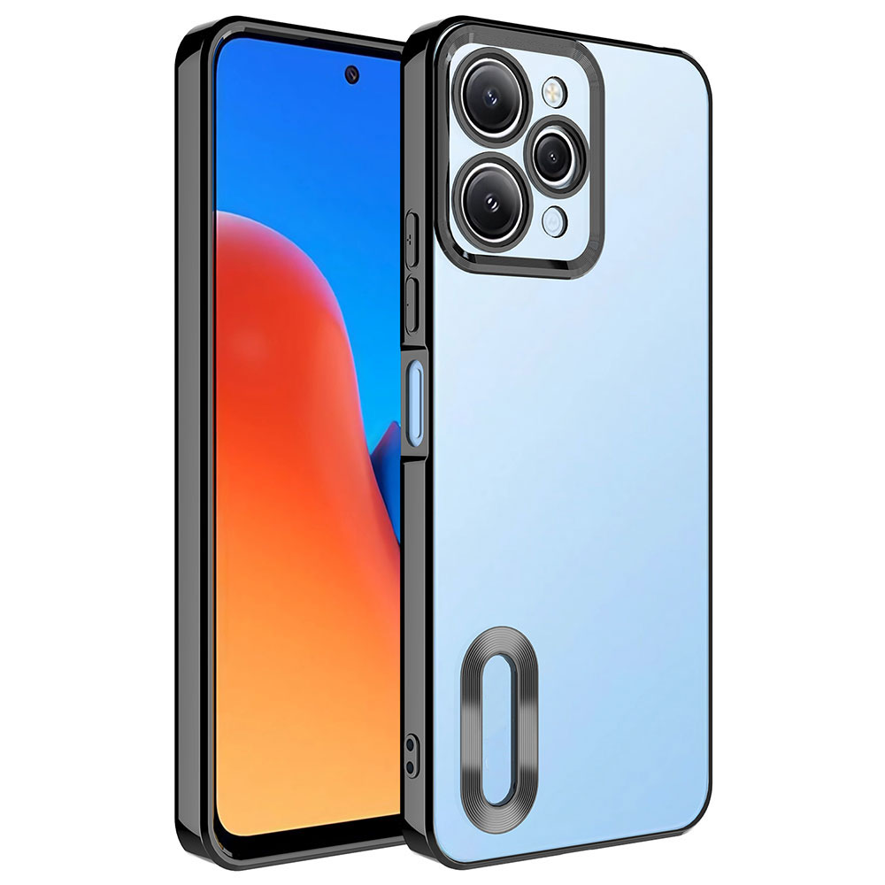 Xiaomi Redmi 12 Kılıf Kamera Korumalı Logo Gösteren NXXA Omega Kapak-Siyah